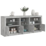 vidaXL Servantă cu lumini LED, gri beton, 181,5x37x67 cm