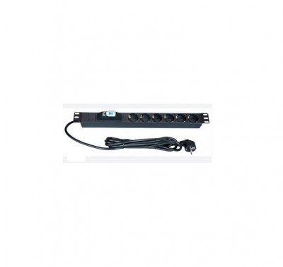 PDU LANDE LN-PRZ-SGT-1U6P-SC 16A MAX 4000W 6 x SCHUKO cu siguranta 16A foto