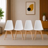 Cumpara ieftin Set 4 scaune bucatarie/living, Artool, Kito, PP alb, picioare lemn natur, 46x54.5x80 cm
