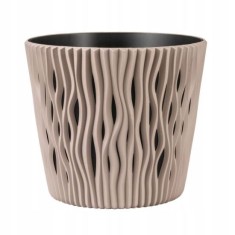 Ghiveci decorativ de flori, rotund, cafeniu, 15.8x13.8 cm, Sandy Round foto