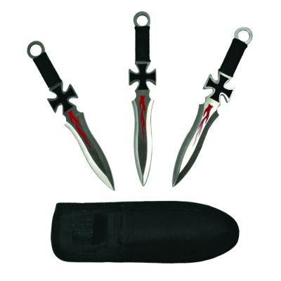 Set trei cutite de aruncat IdeallStore&amp;reg;, Cross Fury, otel inoxidabil, 19 cm foto
