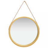 Oglindă de perete cu o curea, 60 cm, auriu