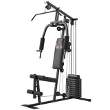 HOMCOM Stație de musculație fitness cu 9 blocuri de greutate de 5 kg, 45 kg &icirc;n total, antrenament complet - 200 x 135 x 103 cm | Aosom Romania