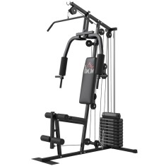 HOMCOM Stație de musculație fitness cu 9 blocuri de greutate de 5 kg, 45 kg &icirc;n total, antrenament complet - 200 x 135 x 103 cm | Aosom Romania