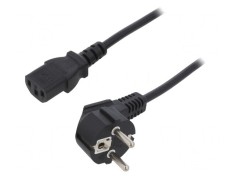 Cablu de Alimentare 3x0,75mm2 cu Ştecăr &icirc;n Unghi şi Conector IEC C13
