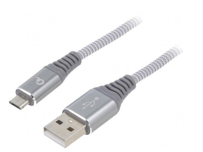 Cablu USB 2.0 A la Micro B Aurit 1m Gri foto