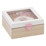 Cutie decorativa din Lemn cu Confetti, 15x5x7 cm, Oem