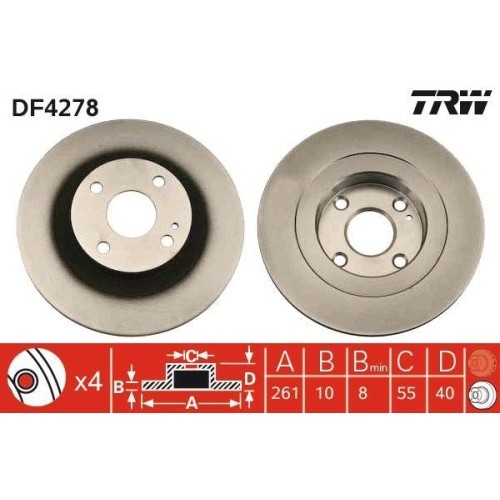 Set discuri frana Mazda 323 F 6 (Bj), 323 S 6 (Bj), punte spate, 261x10, plin, TRW