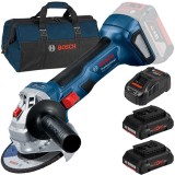 Bosch GWS 180-LI + ProCORE + GAL 1880 CV + 1619BZ0100 - Polizor unghiular 125 mm + Set 2 acumulatori si incarcator Li-Ion 18 V 4 Ah + Geanta texila