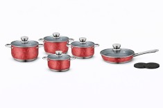 Set vase gatit inox Royalty Line 12 piese cu capace sticla