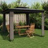 Foișor vidaXL Antracit 2.94x2.94 m Oțel, Acoperiș Dublu, Pavilon Gradina, Protectie UV si Ploaie