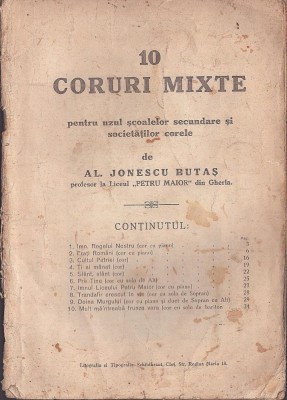 C8636N 10 coruri mixte pentru uzul școalelor secundare și societăților corele de Al Jonescu Butaș, profesor la Liceul Petru Maior din Gherla foto
