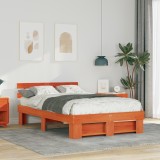 VidaXL Cadru de pat Maro ceruit 135 x 190 cm Lemn de brad solid