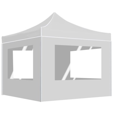 Cort de petrecere pliabil cu pereți, alb, 3 x 3 m, aluminiu foto