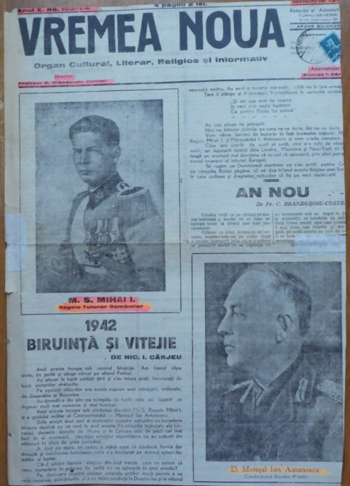 Ziarul Vremea Noua, Ianuarie, Turnu Severin, 1942, Mihai I, Maresal Antonescu