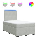 Cumpara ieftin Pat continental cu saltea, gri deschis, 120x200 cm, catifea