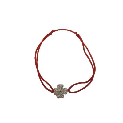 Bratara cu nod dublu argint 925, trifoi cu zirconii mic, 1.01 g foto