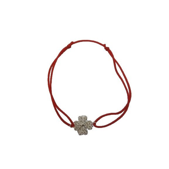 Bratara cu nod dublu argint 925, trifoi cu zirconii mic, 1.01 g