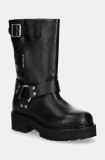 Tommy Jeans cizme de piele TJW URBAN BIKER BOOT LEATHER femei, culoarea negru, cu platforma, EN0EN02728