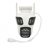 Camera de supraveghere 4 lentile, 3 obiective 12 MP, 2 CPU dual control, P2P WIFI 2.4GHz, PTZ cu senzor de miscare, night vision color, AI detectie um