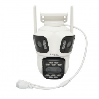 Camera de supraveghere 4 lentile, 3 obiective 12 MP, 2 CPU dual control, P2P WIFI 2.4GHz, PTZ cu senzor de miscare, night vision color, AI detectie um foto