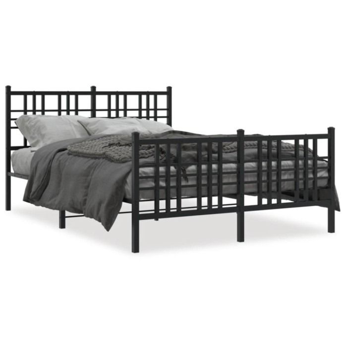 vidaXL Cadru pat metalic cu tăblie de cap/picioare, negru, 120x200 cm 376340
