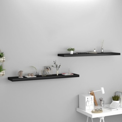 vidaXL Rafturi de perete suspendate 2 buc., negru 120x23,5x3,8 cm, MDF 323842 foto