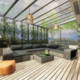 Gossi set mobilier de gradina cu perne, 10 piese, gri, poliratan