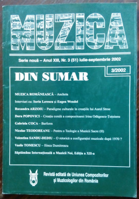 REVISTA MUZICA NR.3/2002: Sorin Lerescu/Eugen Wendel/Aurel Stroe/Irina Odagescu Tutuianu+ foto