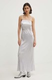 Never Fully Dressed rochie Luna culoarea argintiu, maxi, evazată, NFDDR1400