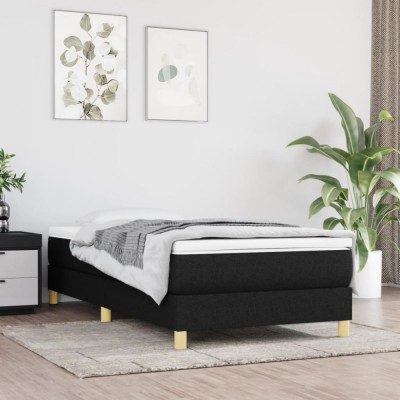 vidaXL Cadru de pat box spring, negru, 90x200 cm, textil foto