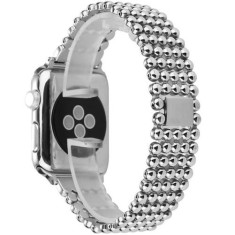 Curea iUni compatibila cu Apple Watch Ultra/SE/8/7/6/5/4/3/2/1, 40mm, Luxury, Otel Inoxidabil, Silver