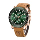 Benyar BY-5140 , Ceas barbatesc sport, cronograf, cuart, curea piele, waterproof 3ATM, data automata, sticla hardlex