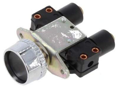 Buton pneumatic cu filet M12 și pini NC neagră foto