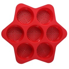 Forme de Silicon pentru Copt, Cyrax, 7 Forme Rotiunde, pentru Burgeri si Prajituri, 38.5 x 4 cm, Rosu