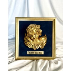 &Icirc;nger păzitor - icoană din ceramică și foiță aurie