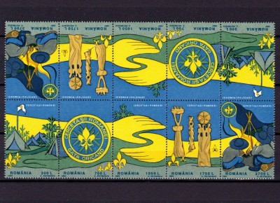 ✅RO 1997 ,LP 1442 b ,&amp;quot; Cercetasii Romaniei &amp;quot;, serie pereche serie in tete-beche ,MNH foto