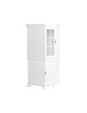 Set comoda pe colt pentru living VMN1, cu o usa, o polita si vitrina suprapozabila VMNN1, o usa, 2 polite, Pal Melaminat, cu elemente din MDF, Alb Ant