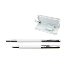 Set de Pix si Stilou DACO cu Penita Iridium Tip F, Pix cu Mina Tip Parker 1 mm, Culoare Corp Alb, Stilou cu Pix, Stilou DACO, Pix DACO, Pix cu Mina Pa foto