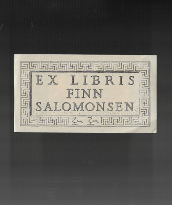 Ex libris Finn Salomonsen, 11x6 cm, litografie, Danemarca. foto