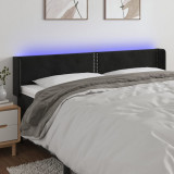 VidaXL Tăblie de pat cu LED, negru, 163x16x78/88 cm, catifea