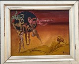 1976 Tablou / lucrare / pictură Anton Parlagi, Geneza ființei, ulei pe placaj, 60x50 cu tot cu rama, pictura romaneasca, artist Romania