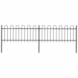 Gard de grădină cu v&acirc;rf curbat, negru, 3,4 m, oțel