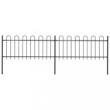 vidaXL Gard de grădină cu v&acirc;rf curbat, negru, 3,4 x 0,8 m, oțel