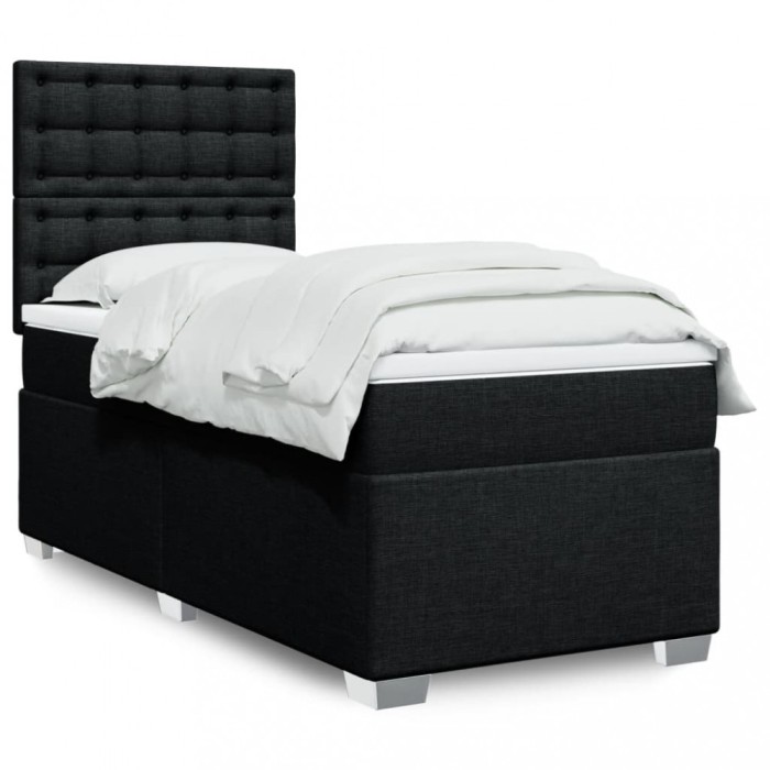 vidaXL Pat box spring cu saltea, negru, 90x190 cm, textil 3292659