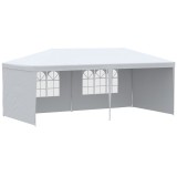 Pavilion pentru gradina/comercial, cadru metalic, 4 pereti, pliabil, alb, 5.85x2.95x2.55 m, ART