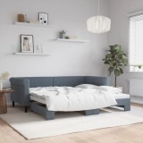 Cumpara ieftin Pat de zi cu extensie, gri &icirc;nchis, 90x190 cm, catifea