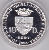 Andorra Andora 10 Diners Euro 1998, Europa, Argint