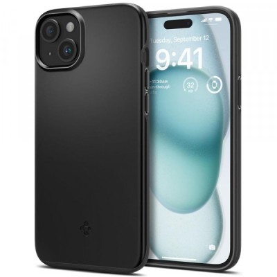 Husa pentru Apple iPhone 15, Spigen, Thin Fit, Neagra foto