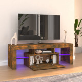 Comoda TV cu lumini LED, stejar fumuriu, 120x35x40 cm GartenMobel Dekor, vidaXL